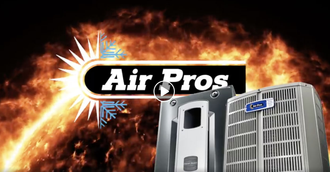 Two air conditioning units are shown in front of a fiery background with the “Air Pros” logo above them, highlighting expert Davie AC repair and dependable AC repair services.